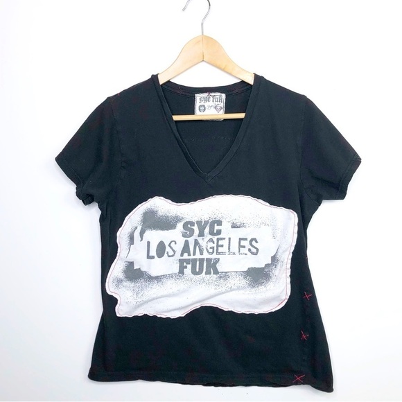 𝅺Syc Los Angeles Fuk Black graphic T-shirt - Picture 2 of 12